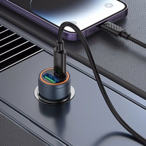 Автомобильное зарядное устройство Hoco USB A + USB C QC3.0 PD 30W + кабель USB C к Lightning Z57A черный