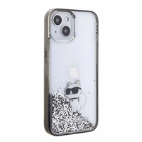 Karl Lagerfeld Liquid Glitter Choupette viedtālruņa apvalks iPhone 15 - caurspīdīgs