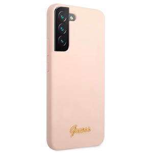 Viedtālruņa apvalks Guess GUHCS22MLSLMGPP S22+ S906 rozā ciets vāciņš Silikona Script Metal Logo