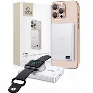 Tech-Protect PB33 LifeMag MagSafe 5000mAh Portatīvais lādētājs (m) - sudraba