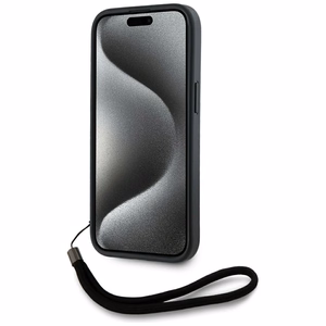 Karl Lagerfeld Saffiano Athleisure Stripes Cord viedtālruņa apvalks iPhone 15 - rozā