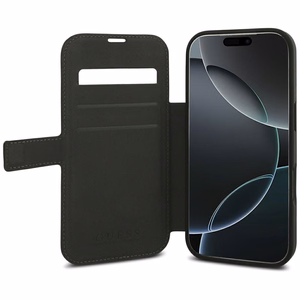 Guess Book 4G Metal Logo atverams maciņš iPhone 18 Pro / 17 Pro, brūns