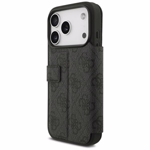 Guess Book 4G Metal Logo atverams maciņš iPhone 18 Pro / 17 Pro, melns