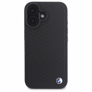 BMW zīmes ādas dimanta metāla logotips magnētiskais iPhone 16 viedtālruņa apvalks - melns