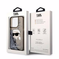 Karl Lagerfeld Glitter Karl's Head viedtālruņa apvalks iPhone 14 Pro Max - melns