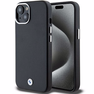 BMW paraksta ietīts metāla magnētiskais viedtālruņa apvalks iPhone 15 Plus / 14 Plus - melns