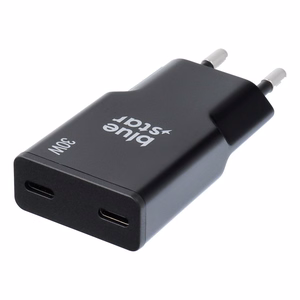 Blue Star Slim GaN TFK-SC-30WCC 30W 2x USB-C QC 4.0 / PD 3A lādētājs, melns