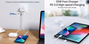 Lādētājs CHOETECH 2x USB Type-C, 35W, PD3.0, Qc3.0