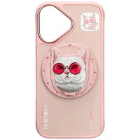 Nimmy Glasses Cool Cat MagSafe viedtālruņa apvalks iPhone 16 - rozā