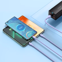 Baseus kabelis Flash Series II 3 in 1 - USB uz Type C, Lightning, Micro USB - 66W 6A 1,2 metri (CASS040005) violets