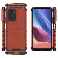 Honeycomb apvalks bruņu apvalks ar TPU buferi Xiaomi Redmi K40 Pro+ / K40 Pro / K40 / Poco F3 sarkans