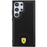 Ferrari Carbon Stitched Bottom viedtālruņa apvalks Samsung Galaxy S24 Ultra - melns