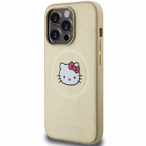 Hello Kitty ādas Kitty Head magnētiskais viedtālruņa apvalks iPhone 14 Pro - zelta