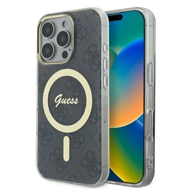 Guess IML 4G Magnētiskais viedtālruņa apvalks iPhone 16 Pro - melns