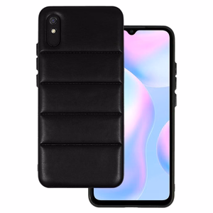 Ādas 3D viedtālruņa apvalks Xiaomi Redmi 9A dizains 2 melns