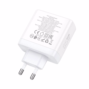 Lādētājs Hoco 2 x USB-C + USB-A GaN QC PD 65W N30 balts