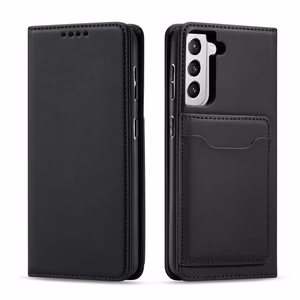 Magnētiskais karšu apvalks Samsung Galaxy S22 + (S22 Plus) maciņš karšu turētājs melns