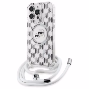 Karl Lagerfeld IML Crossbody Monogramma Karl & Choupette Head Magnētiskais Viedtālruņa apvalks iPhone 16 Pro Max - Caurspīdīgs