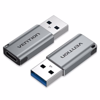 Vention USB 3.0 Male to USB-C Female Adapter pelēks Aluminum Alloy Type