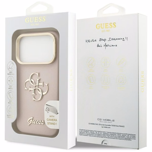 GUESS viedtālruņa apvalks IPHONE 17 Pro GUHCP17LPCS4GSP (Grained PU Big 4G & Stand Camera) rozā