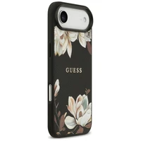 Guess Grained Flowers Classic Logo MagSafe viedtālruņa apvalks iPhone Air - melns