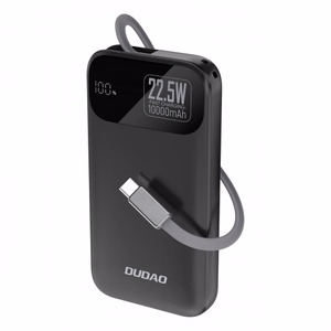 Dudao K31 10000 mAh 22.5W PD внешний аккумулятор со встроенным кабелем - Чёрный