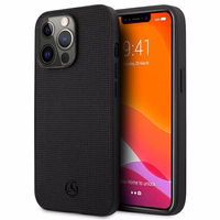Mercedes ādas sieta metāla logotipa apvalks iPhone 13 Pro / iPhone 13 - melns