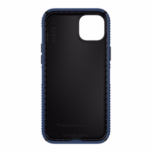 Speck Presidio2 Grip vāciņš ierīcei iPhone 15 Plus / 14 Plus, ar neslīdošu satvērienu, “Coastal Blue / Black / White” krāsu kombinācija