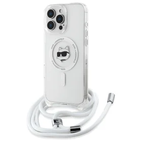 Karl Lagerfeld IML Choupette galva un aukla MagSafe iPhone 16 Pro viedtālruņa apvalks - caurspīdīgs