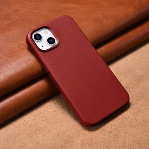 iCarer Apvalks Ādas vāks izgatavots no dabīgas ādas iPhone 14 Plus sarkans (saderīgs ar MagSafe)