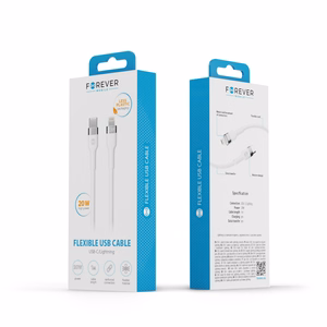 Forever Elastīgs kabelis USB-C - Lightning 1,0 m 20W balts