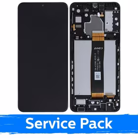 LCD Displejs Saderīgs ar Samsung A326 A32 5G Melns Ar Frame (Service Pack)