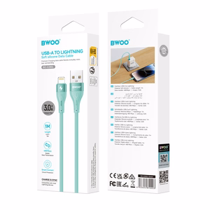 BWOO Kabelis USB - Lightning 1m 3A Minimālistisks silikons balts X280L