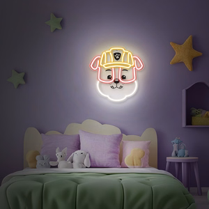 Piekarināms Paw Patrol LED neona gaismeklis uz organiskā stikla – Rubble OW-130446