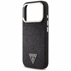 Guess Mirdzošs Trīsstūra Logotips Magnētiskais viedtālruņa apvalks iPhone 17 Pro - melns