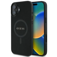 Viedtālruņa apvalks Guess Saffiano Klasiskais Logotips MagSafe iPhone 16 Plus - melns