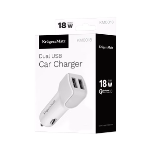 Kruger&Matz automašīnas lādētājs ar 2 USB pieslēgvietām, 3000 mA, Quick Charge 3.0