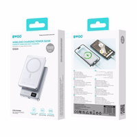 BWOO ultra-slim aluminium magnetic portatīvais lādētājs P76 PD 20W 10000 mAh with digital display and USB-C port melns