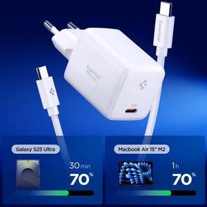 SPIGEN EE451EU ESSENTIAL 1-PORT NETWORK CHARGER 45W + TYPE-C CABLE balts
