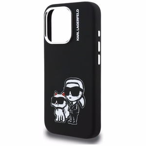 Karl Lagerfeld Silikona Karl&Choupette Sketch MagSafe Maciņš for iPhone 16 Pro - melns