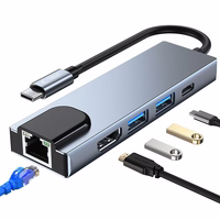 HUB Tech-Protect V3 5in1 USB-C - USB-A 3.0 / USB-A 2.0 / USB-C / HDMI / RJ45 - pelēks