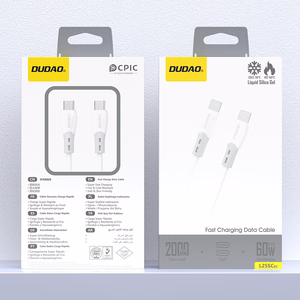Dudao L25SC 60W USB-C - USB-C kabelis ar mīkstu silikona apvalku 2m - balts