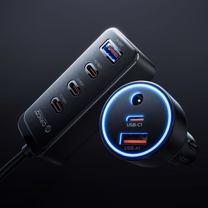 Orico ChargeClip 108W auto lādētājs 2x USB-A + 4x USB-C ar klemmi - melns