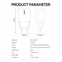 BWOO wall lādētājs 20W CDA226 QC 1x USB-C melns