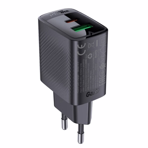 Acefast A78 lādētājs GaN USB-A / USB-C PD 20W - melns