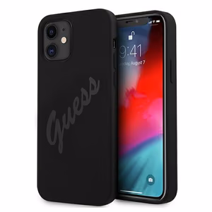 Guess GUHCP12SLSVSBK iPhone 12 mini 5.4" melns/melns cietais apvalks Script Vintage