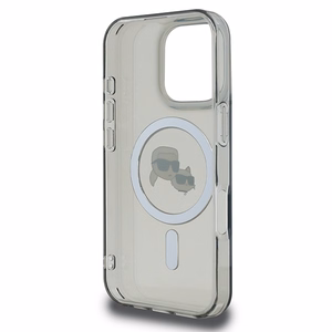 Karl Lagerfeld IML Metal Karl&Choupette Head magnētiskais viedtālruņa apvalks iPhone 16 Pro Max - melns