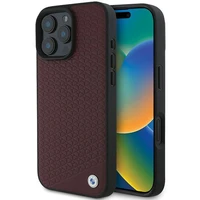 BMW Sign Ādas Deimanta Metāla Logotipa MagSafe apvalks iPhone 16 Pro Max - sarkans