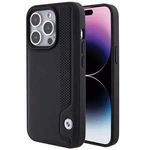 BMW ādas zilie punkti iPhone 15 Pro Max viedtālruņa apvalks - melns
