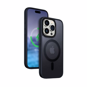 Crong Hybrid Frost MAG Cover vāciņš ierīcei iPhone 15 Pro Max, saderīgs ar MagSafe, tumši zils
